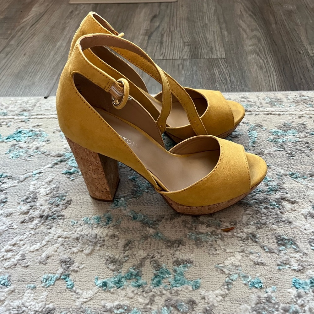 Elegant Tan Cork Heel Women's Shoes